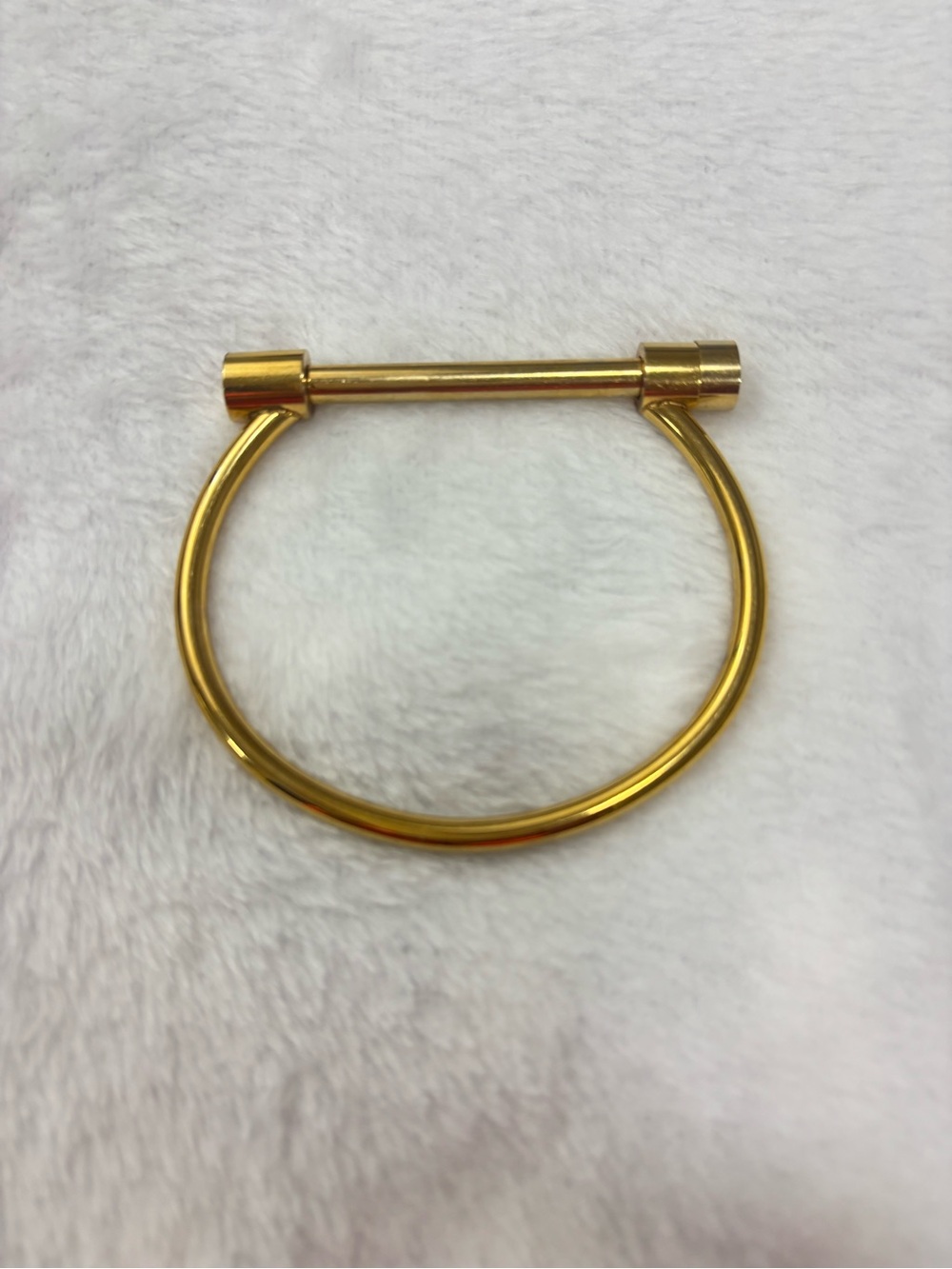 Gold-Tone Stainless Steel Minimalist Bar Closure Bangle Bracelet